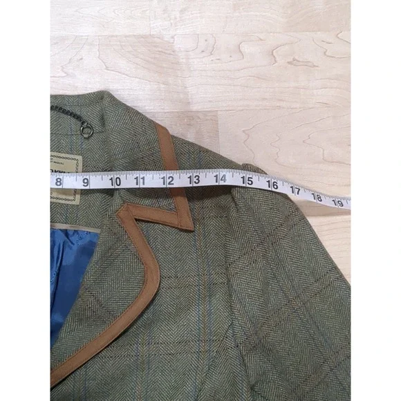Dubarry Wool Tweed Equestrian Herringbone Blazer Jacket 3/4‎ Sleeve Green Tan 36